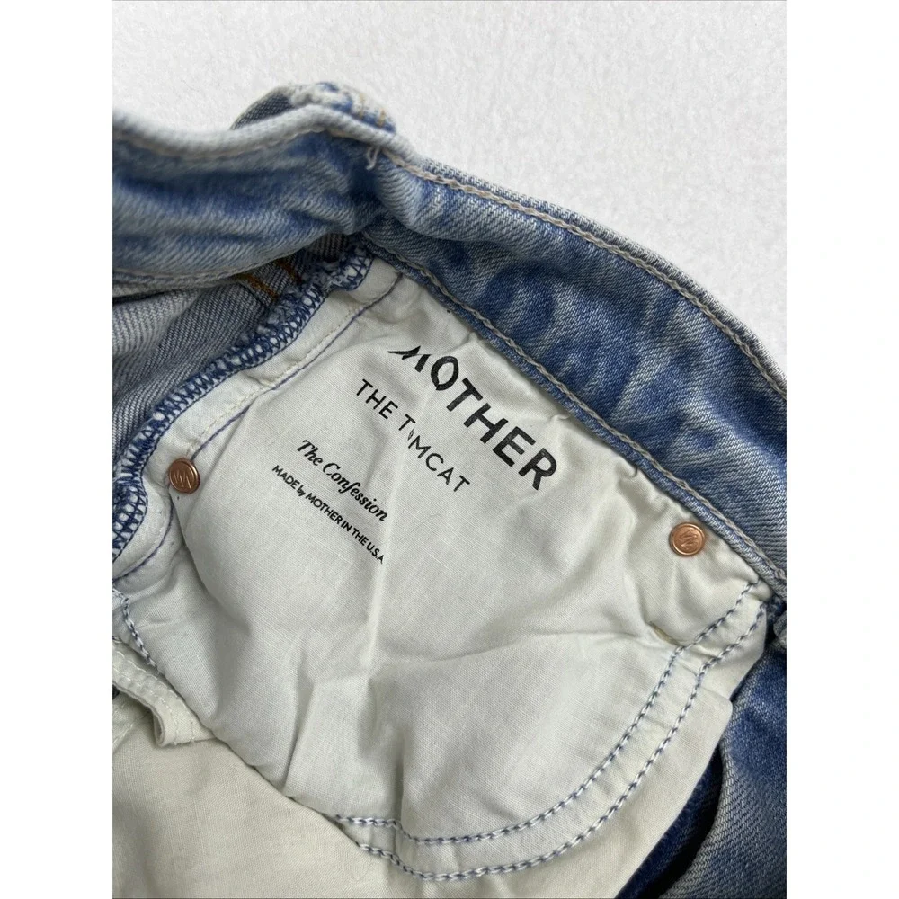 Mother Superior The Tomcat The Confession Distressed High Waisted Jeans 24 Blue